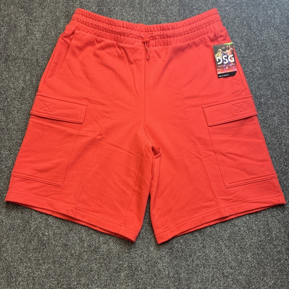 DSG Cargo Terry Shorts Bungee Cinch Relaxed Fit Radical Red Mens Medium